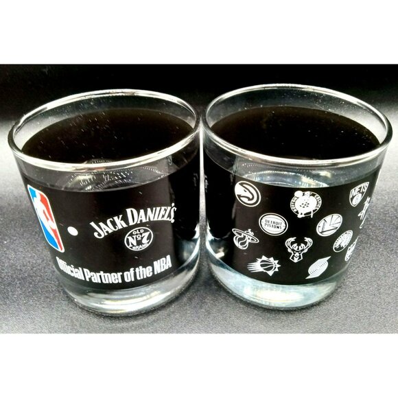 Pair of Jack Daniels Old No 7 NBA Drinking Rocks Glasses Team Logos Barware 3.25 - Picture 4 of 13
